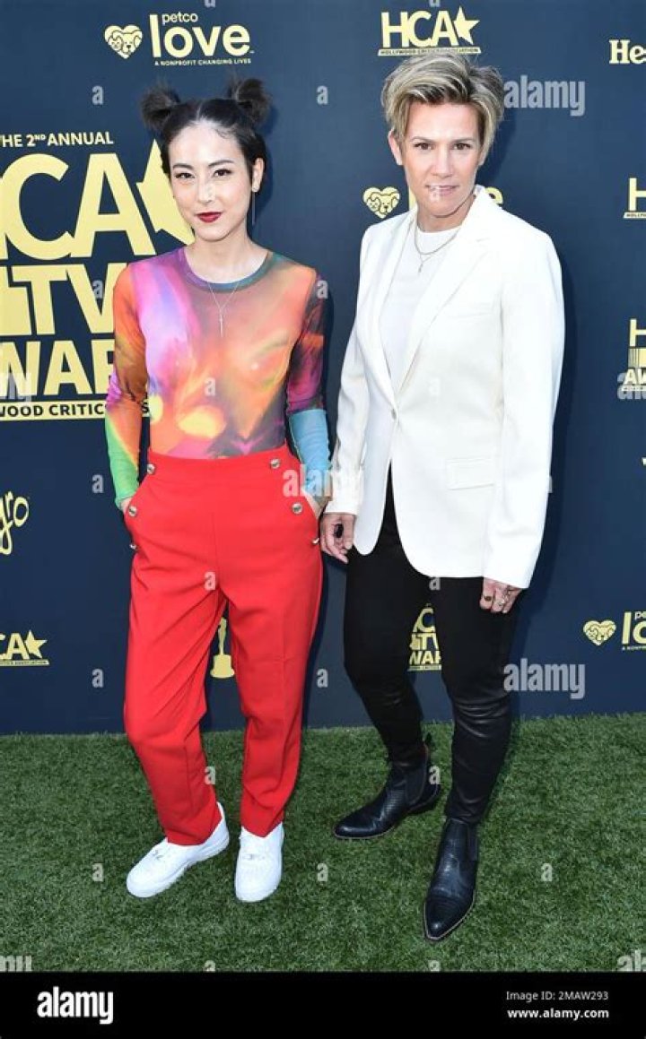 Cameron Esposito, left, and Katy Nishimoto arrive at the premiere of