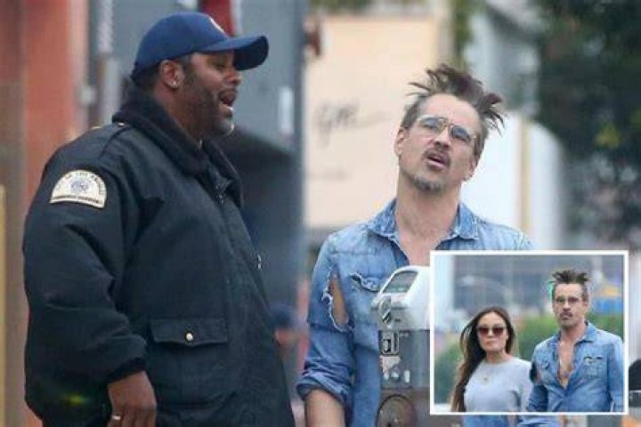 Colin Farrell looks ticked off after being fined for bad parking while