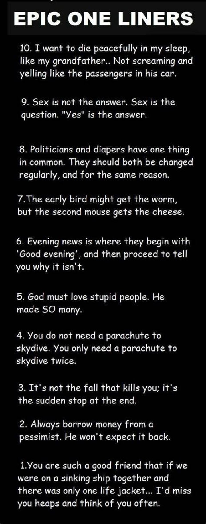 Epic One Liners funny quotes quote jokes story lol funny quote funny