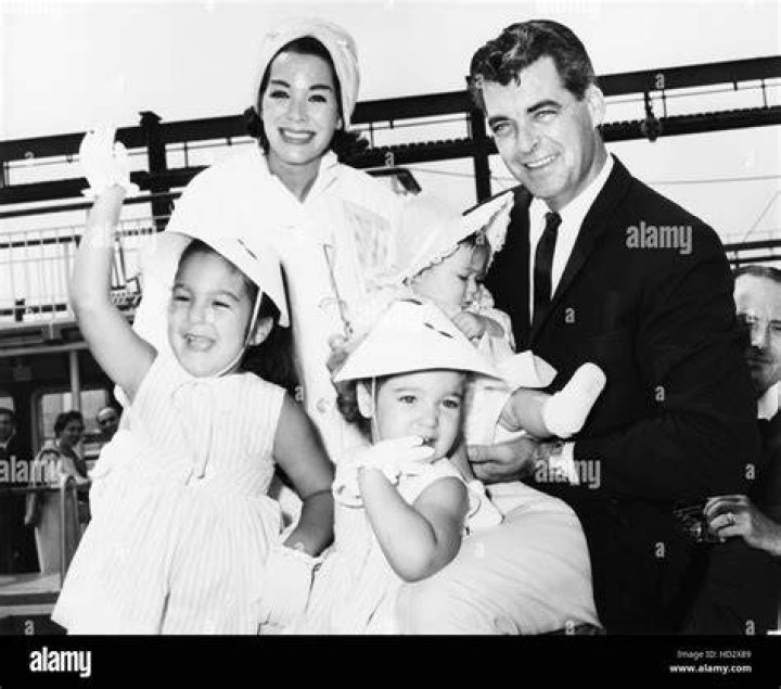 Rear from left Lita Baron, Rory Calhoun with daighters front from left